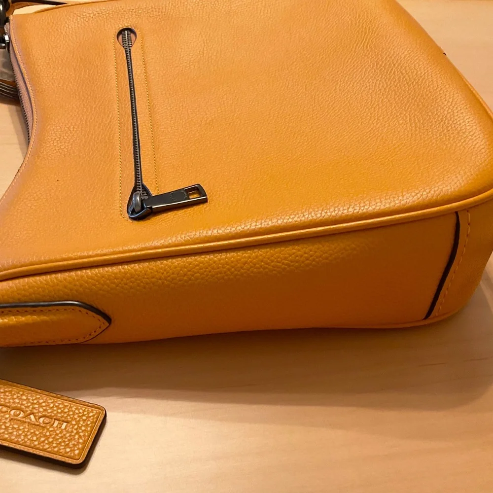 Coach Mustard Pebbled Leather Crossbody Bag